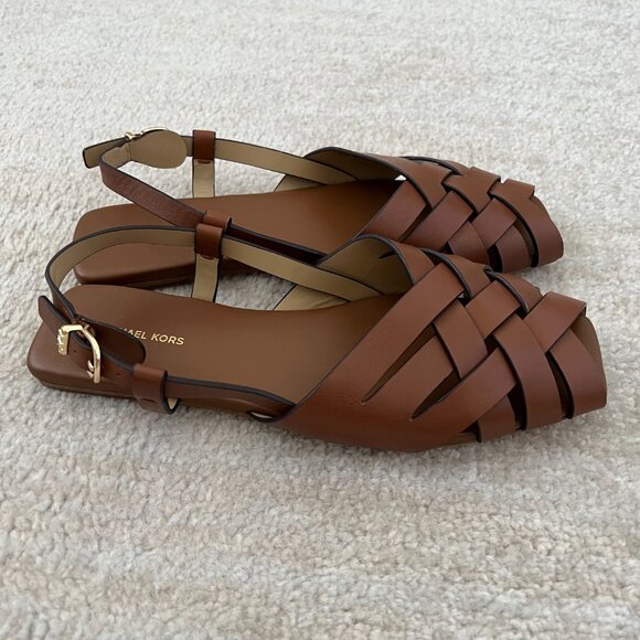 Michael Kors Irene Strappy Woven Leather Slingback Sandals Shoes 7.5 - Picture 3 of 7